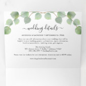 水色ユーカリ&金ゴールドクラシックズ結婚 三つ折り招待状 (内部最初)