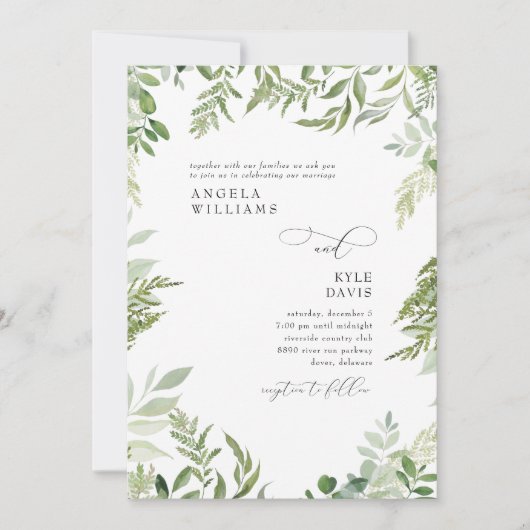 水色ユーカリNo結婚保護者 招待状 (正面)