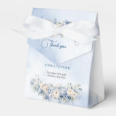 水色ライトブルーと白いバラの緑結婚の フェイバーボックス (正面サイド)