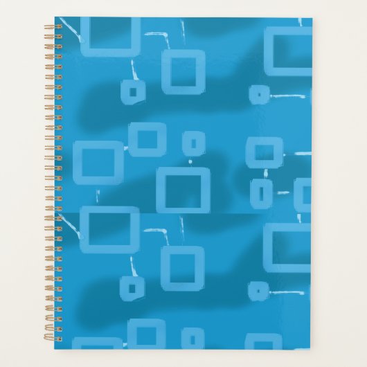 水色ライトブルーの幾何学正方形 プランナー手帳 (正面)