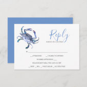 水色ライトブルーカニ返信RSVPカード 出欠カード (正面/裏面)