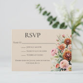 水色ラストオレンジセージ緑のフローラ結婚ズ 出欠カード (スタンド正面)