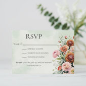 水色ラストオレンジセージ緑のフローラ結婚ズ 出欠カード (スタンド正面)