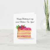 水色ラズベリーケーキ誕生日姑 カード (正面)