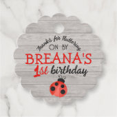 水色ラディバグ木材誕生日好意ギフトラベル フェイバータグ (正面)