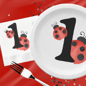 水色ラディバグ誕生日パーティーホワイト ペーパープレート