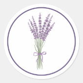 水色ラベンダーの花結婚花束 ラウンドシール (正面)