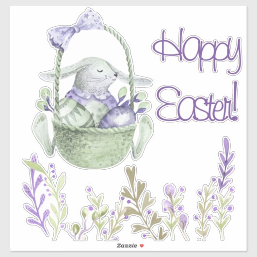 水色ラベンダーイースターバニーホワイトま澄んたは シール (シート)