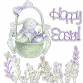 水色ラベンダーイースターバニーホワイトま澄んたは シール (正面)