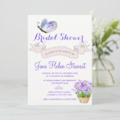 水色ラベンダーバタフライフランスのブライダルシャワー 招待状 (スタンド正面)