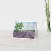 水色ラベンダーフィールド挨拶ノートカード サンキューカード (正面)