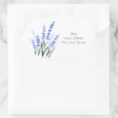 水色ラベンダーブーケラベル 楕円形シール (バッグ)