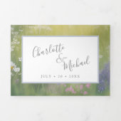 水色ラベンダー山花牧草地とランドスキャップ 三つ折り招待状 (カバー)