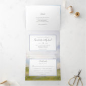 水色ラベンダー山花牧草地とランドスキャップ 三つ折り招待状 (内部)