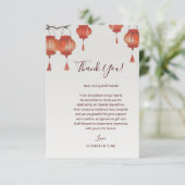 水色ランタン中国の結婚ズ サンキューカード (スタンド正面)