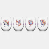 水色ランニングの馬とフローラアクセント ステムなしワイングラス (裏面)