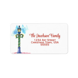 水色ランプポストクリスマスビッグ差出人住所 ラベル