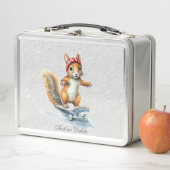 水色リスのスケートボードメタルランチボックス メタルランチボックス (インサイチュ)