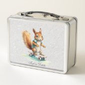 水色リスのスケートボードメタルランチボックス メタルランチボックス (裏面)