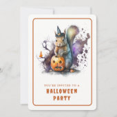 水色リスのハロウィーン招待状カード 招待状 (正面)