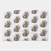 水色リスのハロウィーン キッチンタオル (横)