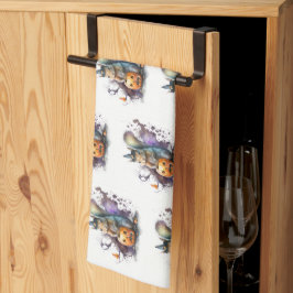 水色リスのハロウィーン キッチンタオル