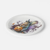 水色リスのハロウィーン ペーパープレート (アングル)