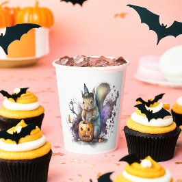 水色リスのハロウィーン 紙コップ