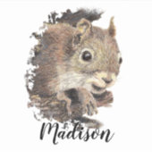 水色リス動物自然名前をカスタムする シール (正面)