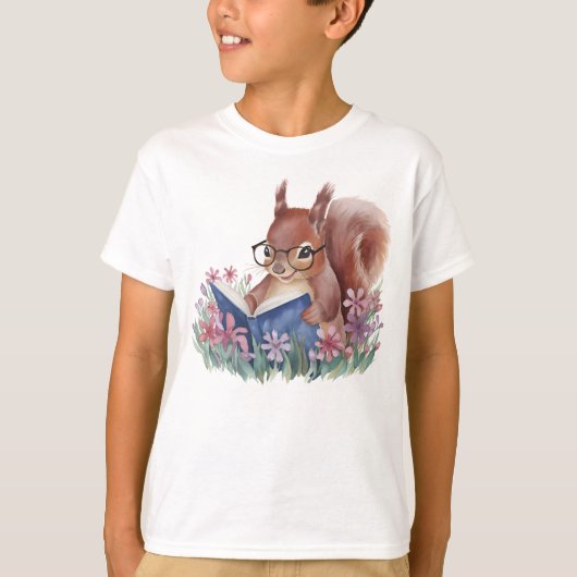 水色リス読ルの本 Tシャツ (正面)