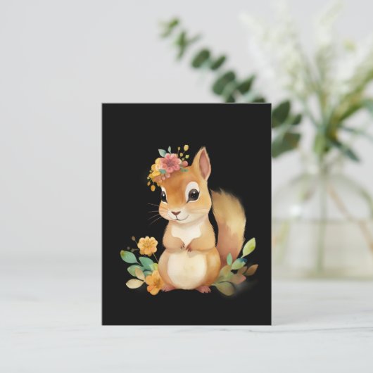 水色リス ポストカード (スタンド正面)