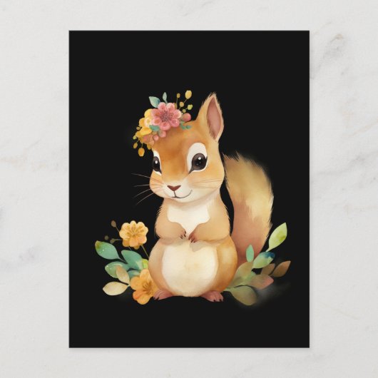 水色リス ポストカード (正面)