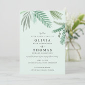 水色リトルパームデスティネーションウェディング 招待状 (スタンド正面)