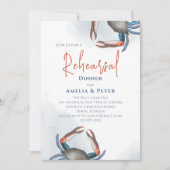 水色リハーサルディナーブルーカニ海QRコード 招待状 (正面)