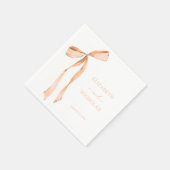 水色リボンボウアプリコットオレンジ結婚ズ スタンダードカクテルナプキン (角)