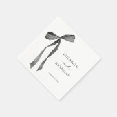 水色リボンボウ白黒結婚ズ スタンダードカクテルナプキン (角)