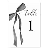 水色リボンボウ白黒結婚ズ テーブルナンバー (正面)