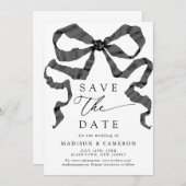 水色リボンボウ白黒 セーブザデート (正面/裏面)