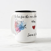 水色リリーフローラマグforママ ツートーンマグカップ (正面左)