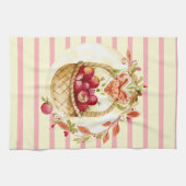 水色リンゴ入りバスケットキッチンハンドタオル キッチンタオル (横)