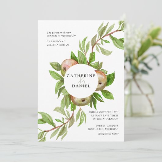 水色リンゴ結婚枝 招待状 (スタンド正面)