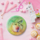 水色リンゴ ペーパープレート (パーティー)