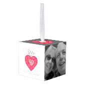 水色ルビーハート40周年記念写真 キューブオーナメント (裏面アングル)