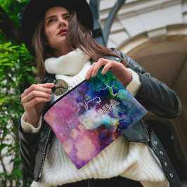 水色レインボーのペルソナお洒落ライズ可能な名前 アクセサリーポーチ