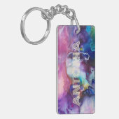 水色レインボーのペルソナお洒落ライズ可能な名前 キーホルダー (正面左)