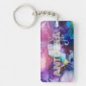 水色レインボーのペルソナお洒落ライズ可能な名前 キーホルダー (正面)