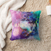 水色レインボーのペルソナお洒落ライズ可能な名前 クッション (ブランケット)