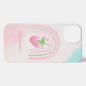 水色レインボーイチゴHPラップトップスキン iPhoneケース (裏面横)