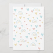 水色レインボーハートピンクブルーベビーシャワー 招待状 (裏面)