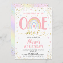 水色レインボーパステル女の子1st誕生日パーティー